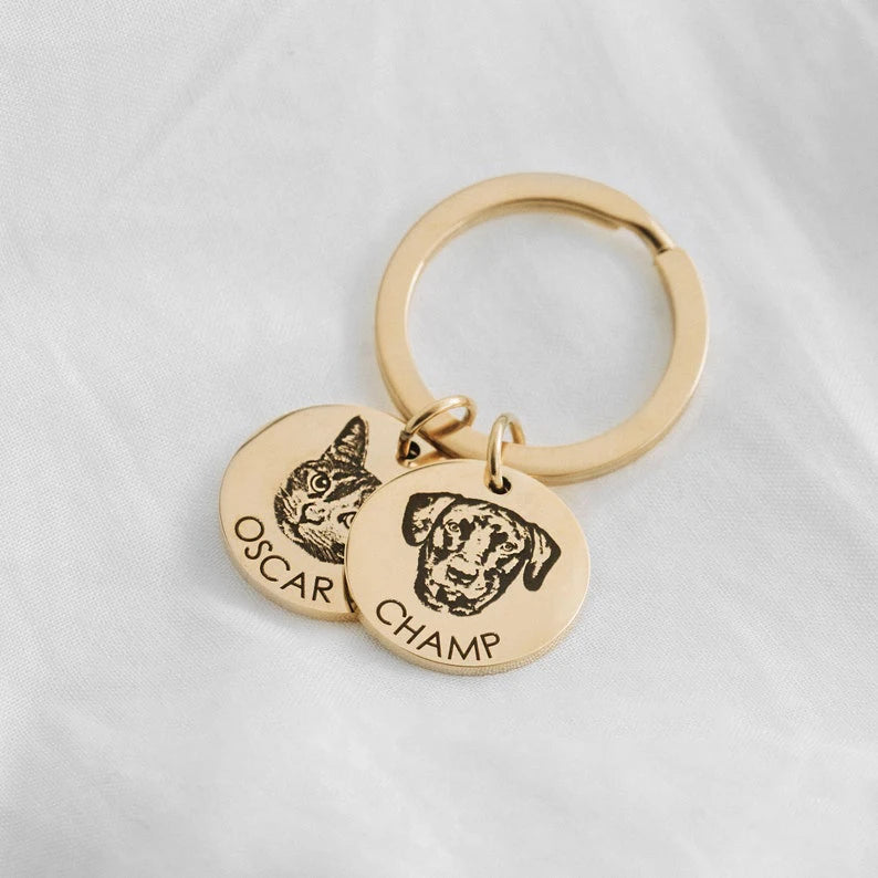 Engraved keychain portrait stainless steel