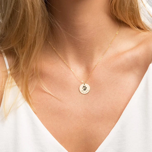 Paw Print Necklace stainless steel 18K gold plated