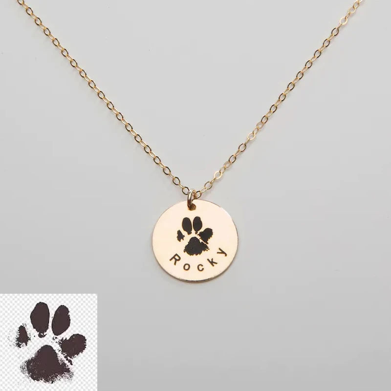 Paw Print Necklace stainless steel 18K gold plated