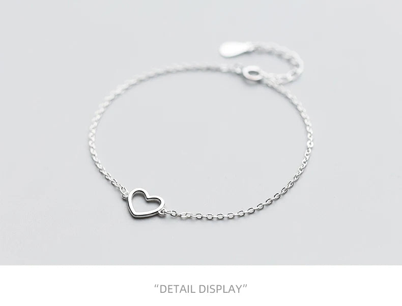Bracelet New Romantic Heart 925 Sterling Silver Lovely Fine Jewelry