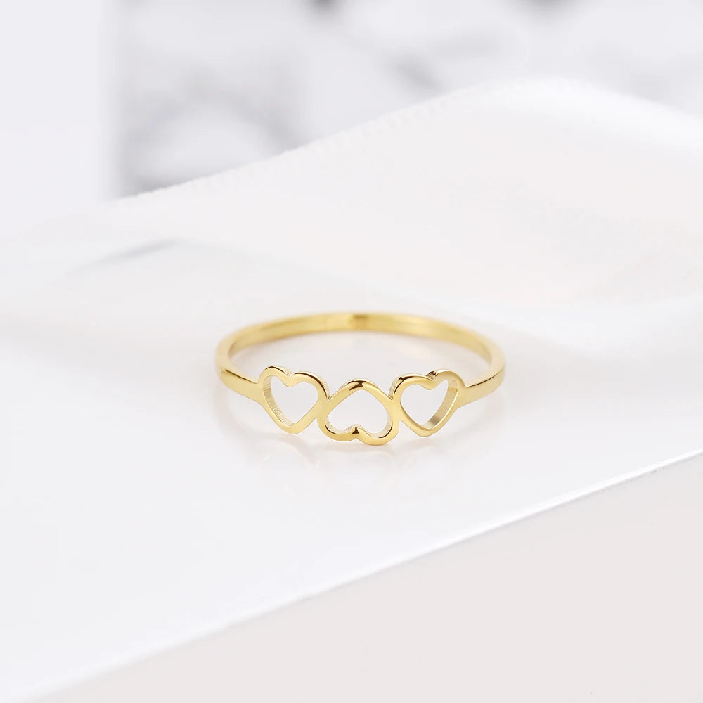 Ring Love Three Hearts Fine Minimalist Jewelry