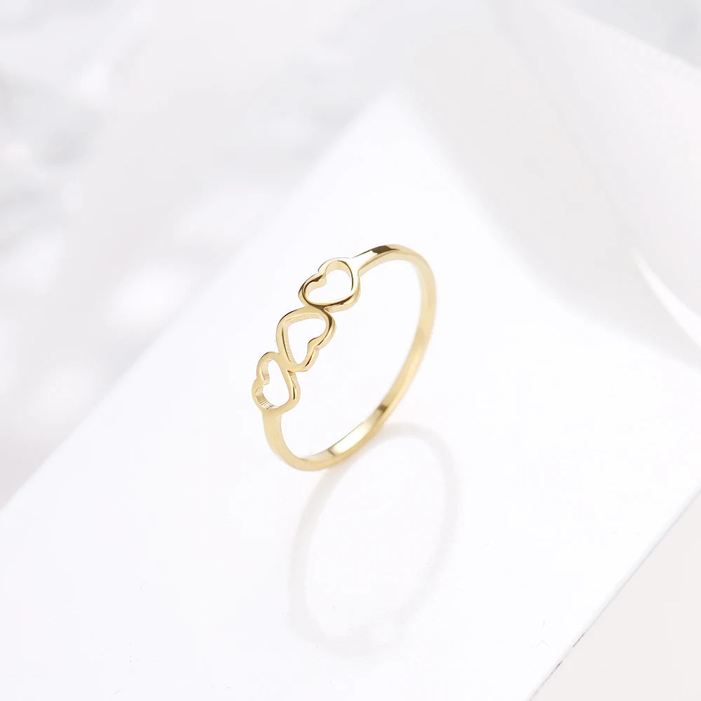 Ring Love Three Hearts Fine Minimalist Jewelry