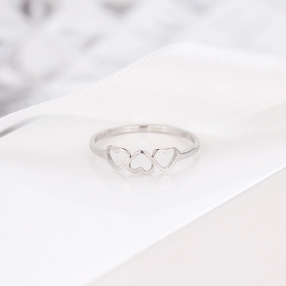 Ring Love Three Hearts Fine Minimalist Jewelry