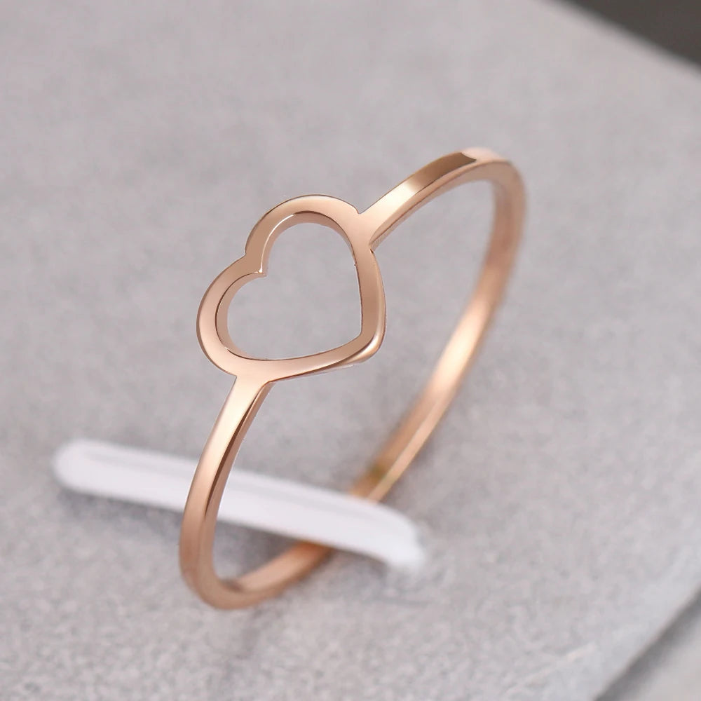 Ring Heart-Shaped Rose Gold Color Ring Fine Minimalist Jewelry