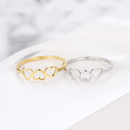Ring Love Three Hearts Fine Minimalist Jewelry