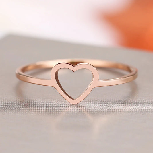 Ring Heart-Shaped Rose Gold Color Ring Fine Minimalist Jewelry