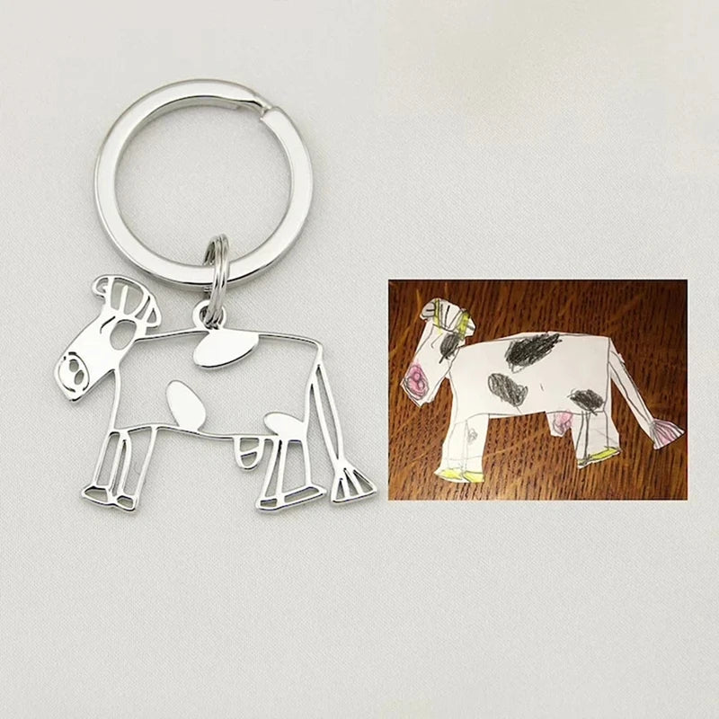 Customized Children Drawing Artwork Keychain
