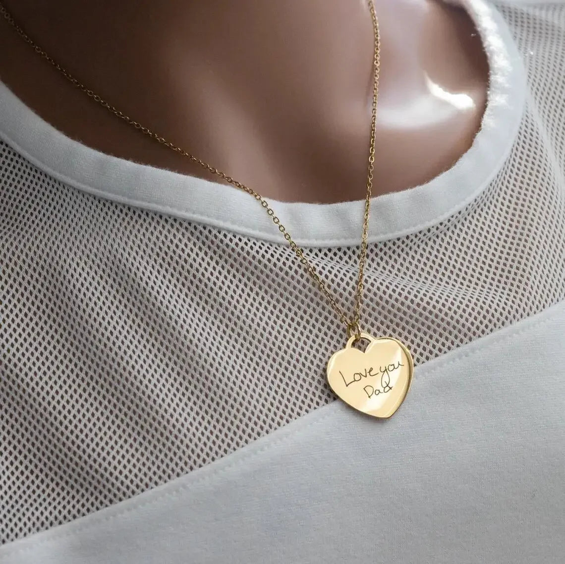 Heart-shaped handwriting necklace stainless steel
