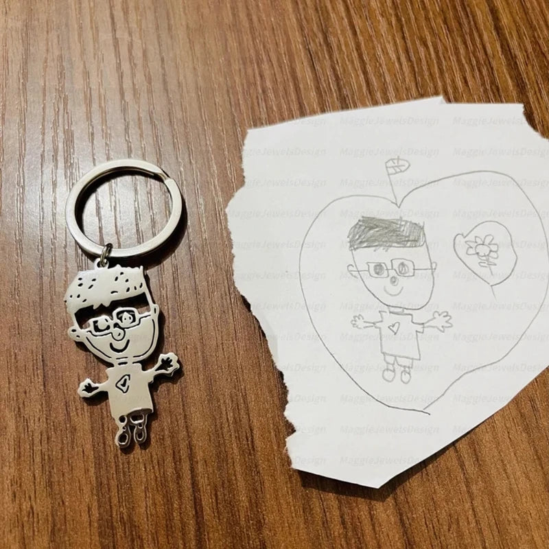 Customized Children Drawing Artwork Keychain