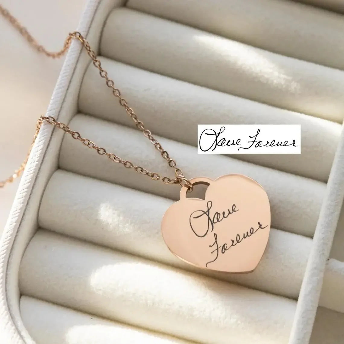 Heart-shaped handwriting necklace stainless steel
