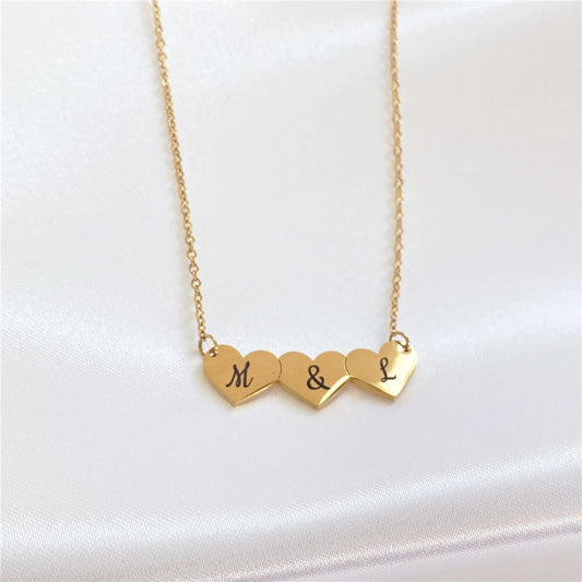 Custom Heart Pendant Necklace Engraved Stainless Steel