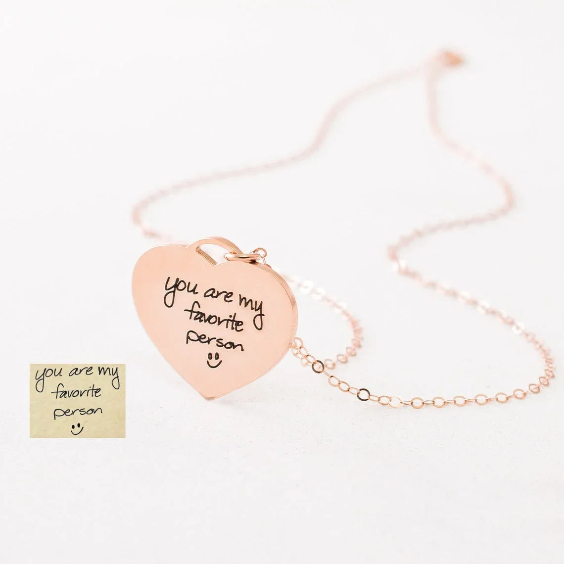 Heart-shaped handwriting necklace stainless steel