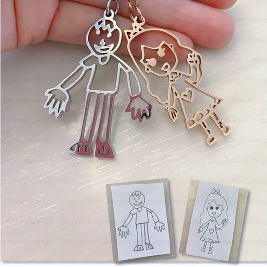 Customized Children Drawing Artwork Keychain