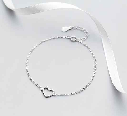 Bracelet New Romantic Heart 925 Sterling Silver Lovely Fine Jewelry